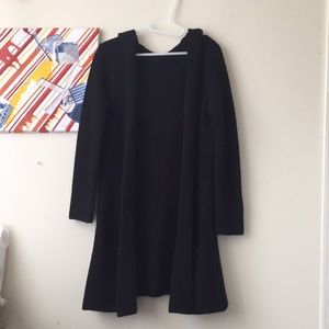 Caroline Wool longline open cardigan hoodie